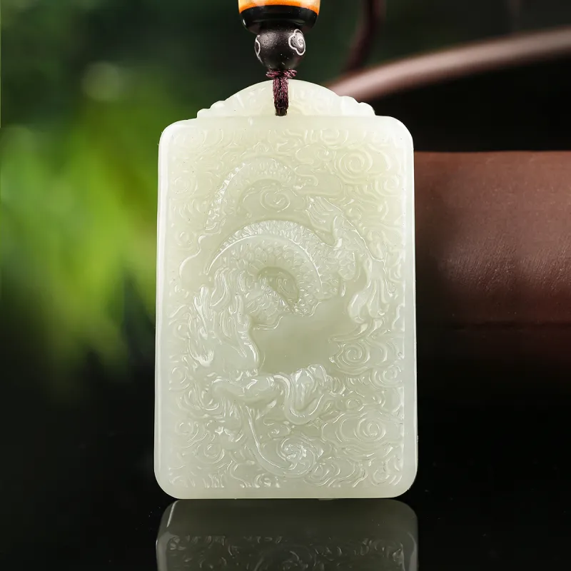 TAMINA Pendants Pale Greenish White Jade Unisex-1
