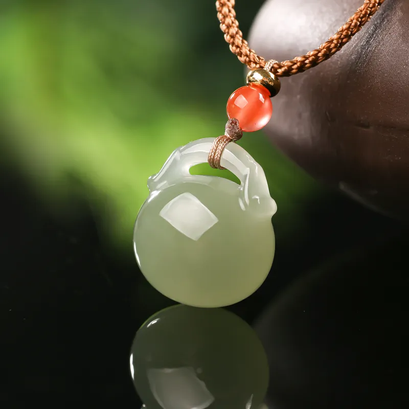 TAMINA Hetian Jade Pendants Pale Greenish White Jade Unisex-2