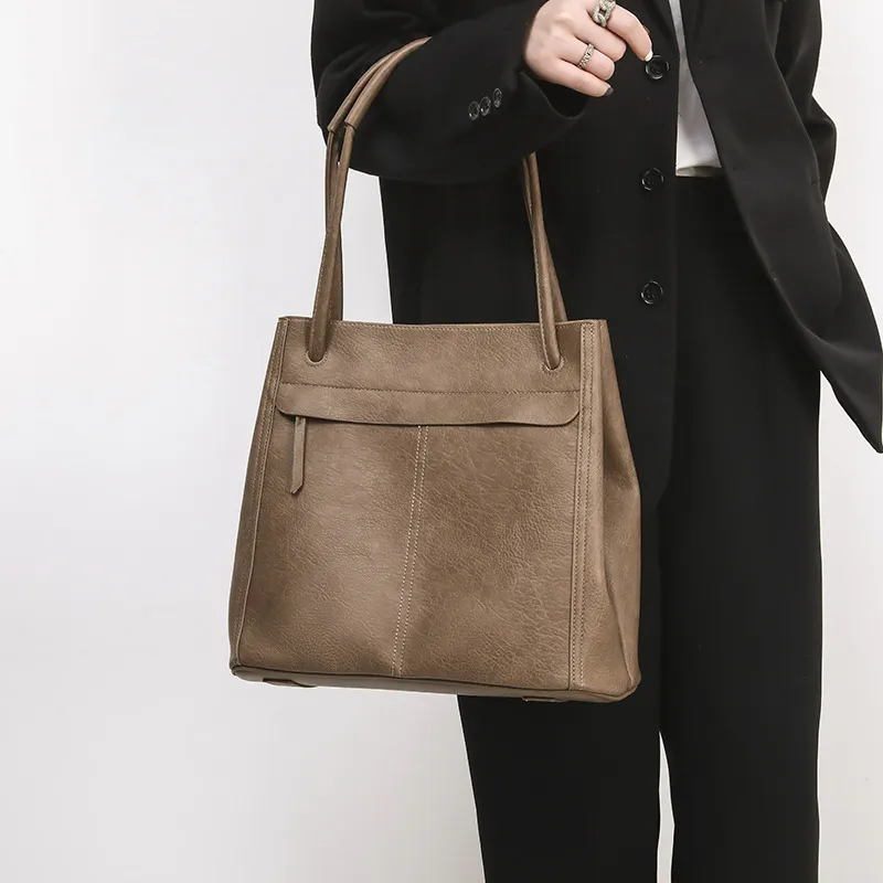 Jade En Plus Microfiber Leather Combo Bag, Handbag, Shoulder Bag Regular Large Size Unisex Light Coffee/Brown-3