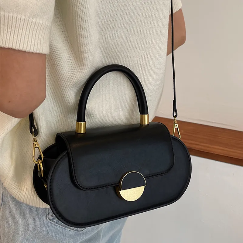 Jade En Plus Textured PU One Shoulder Handbag Crossbody Bag Regular Women's Black/Ecru/Green/Rose Red-3