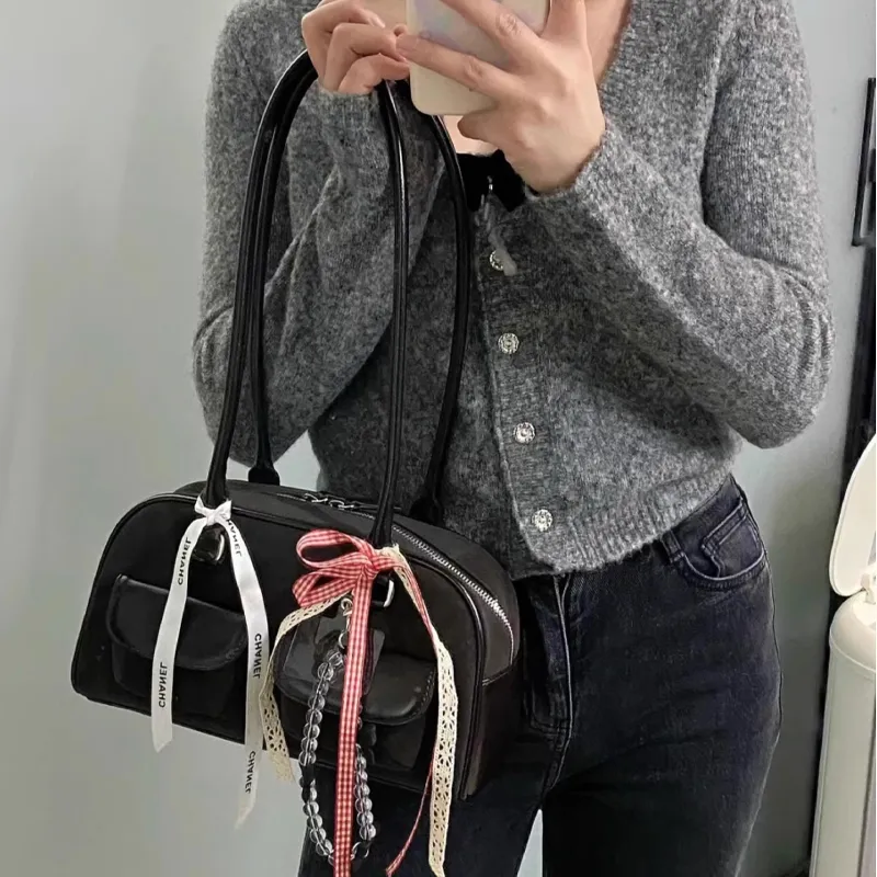 Jade En Plus PU Shoulder Bag Regular Women's Blue/Ecru/Black/Brown-8