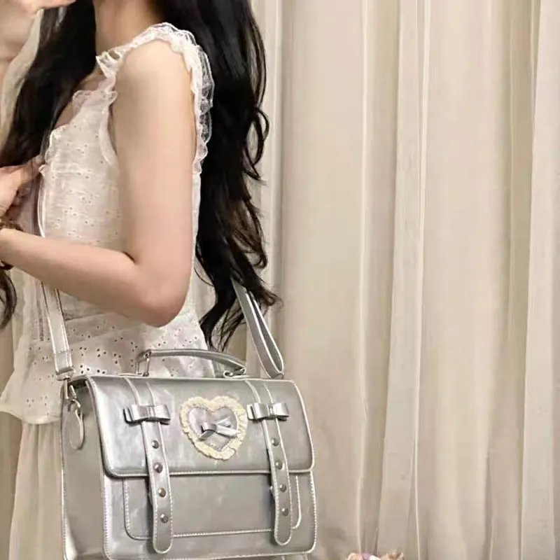 Jade En Plus PU Crossbody Double Shoulder One Shoulder Handbag Regular Women's Blue/Silver/Black-15