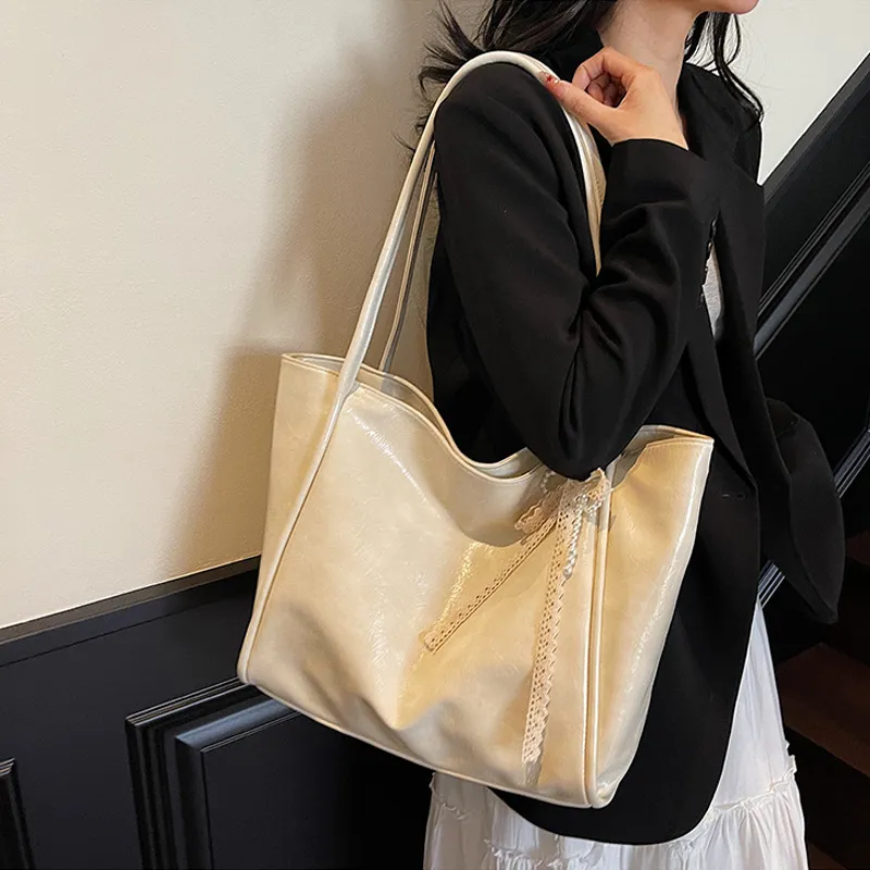 Jade En Plus PU Shoulder Bag Regular Women's Vintage Black/Cream Pink/Ivory White-21