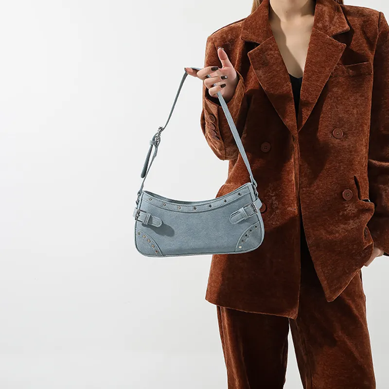 Jade En Plus PU Shoulder Bag Handbag Regular Women's Black/Ecru/Light Blue/Dark Blue-10