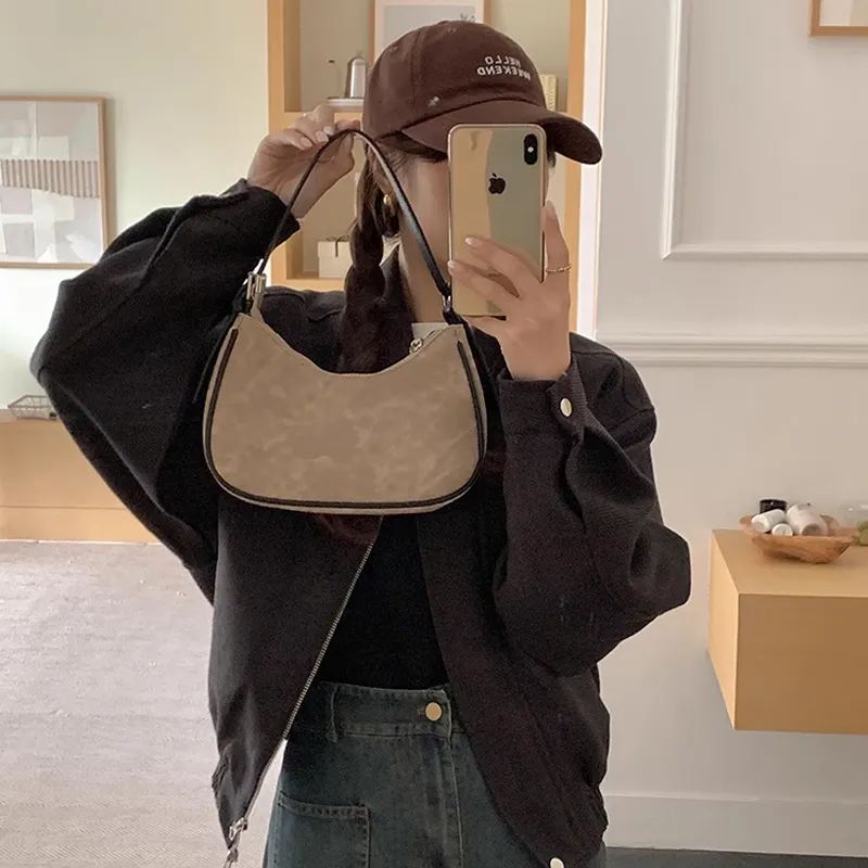Jade En Plus PU One Shoulder Handbag, Crossbody Bag Regular Women's Ecru/Brown-2