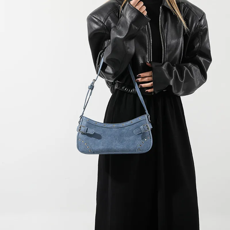 Jade En Plus PU Shoulder Bag Handbag Regular Women's Black/Ecru/Light Blue/Dark Blue-2