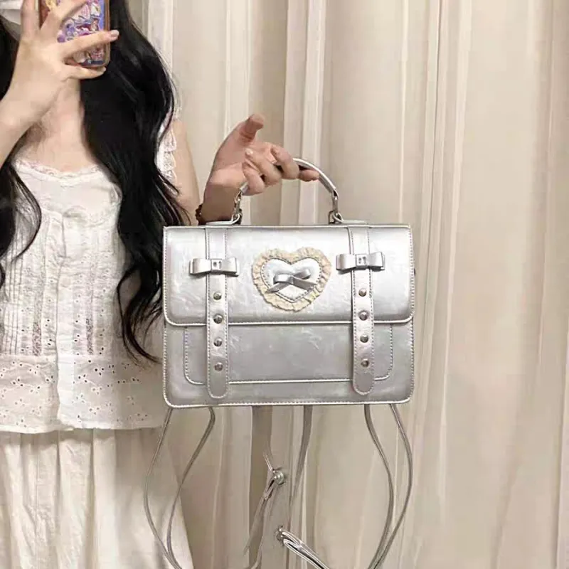 Jade En Plus PU Crossbody Double Shoulder One Shoulder Handbag Regular Women's Blue/Silver/Black-13