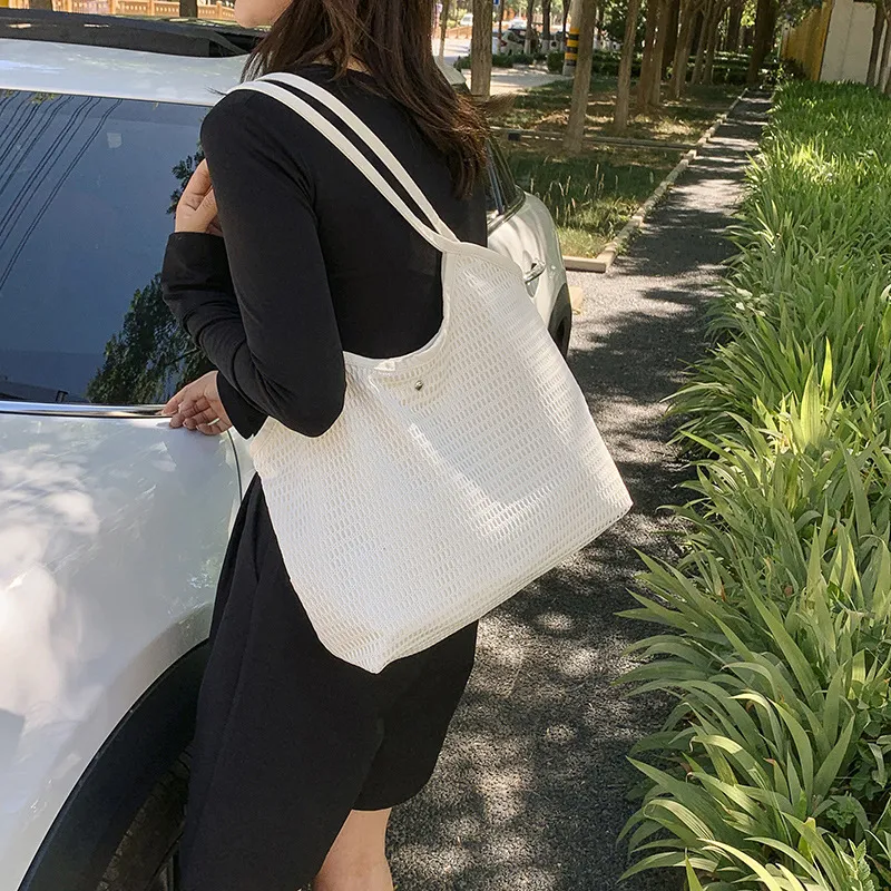Jade En Plus Canvas Handbag, Shoulder Bag Medium Size Women's White-9