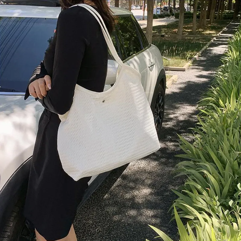 Jade En Plus Canvas Handbag, Shoulder Bag Medium Size Women's White-6