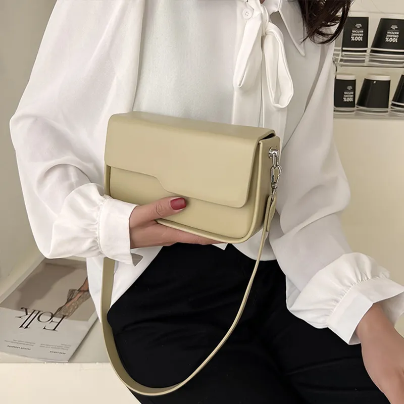 Jade En Plus PU Baguette Bag Small Square Bag Shoulder Bag Crossbody Bag Regular Women's Black/White/Khaki/Ecru/Green-10