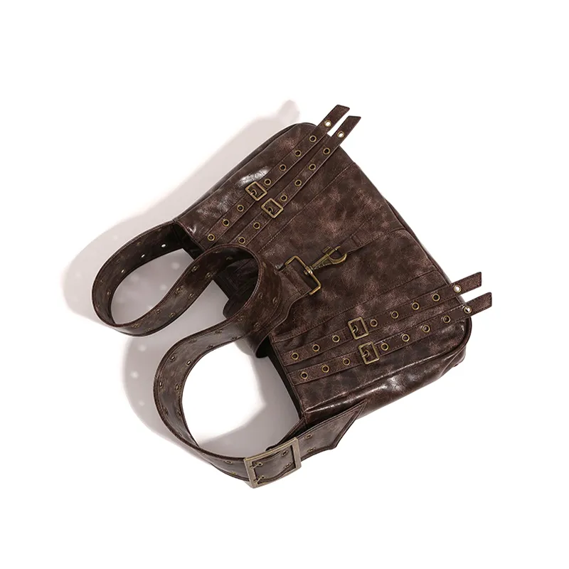 Jade En Plus PU Shoulder Bag Regular Large Size Women's Brown/Black-3
