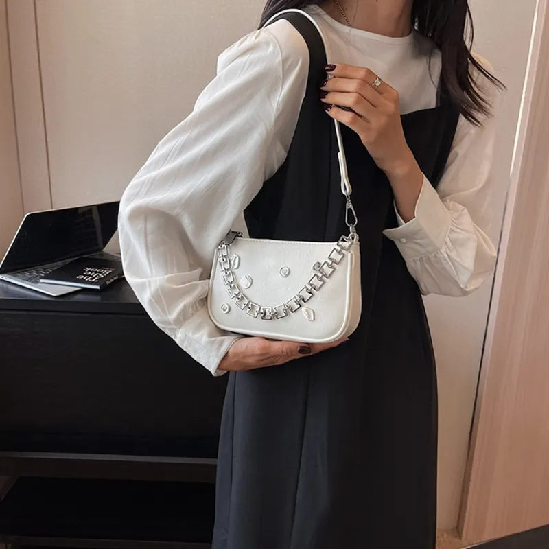 Jade En Plus Premium PU Handbag, Shoulder Bag, Crossbody Bag Regular Women's Black/White/Silver-10