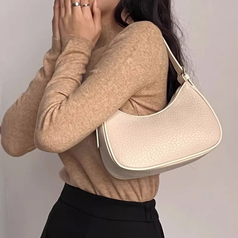 Jade En Plus PU One Shoulder Handbag, Crossbody Bag Regular Women's Elegant White/Relaxed Black-5