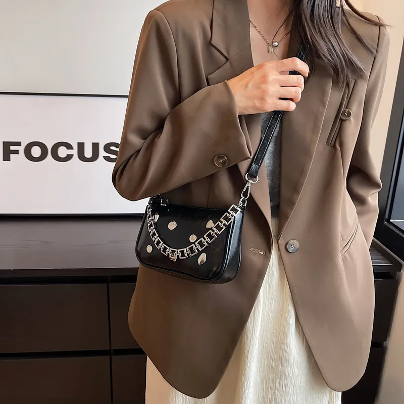 Jade En Plus Premium PU Handbag, Shoulder Bag, Crossbody Bag Regular Women's Black/White/Silver-5