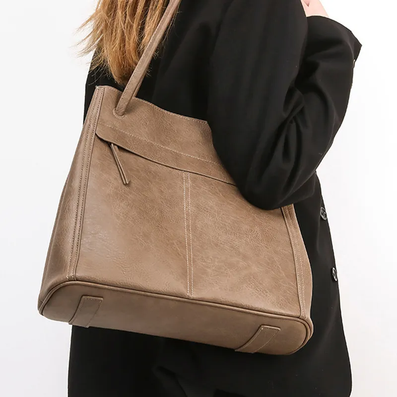 Jade En Plus Microfiber Leather Combo Bag, Handbag, Shoulder Bag Regular Large Size Unisex Light Coffee/Brown-5