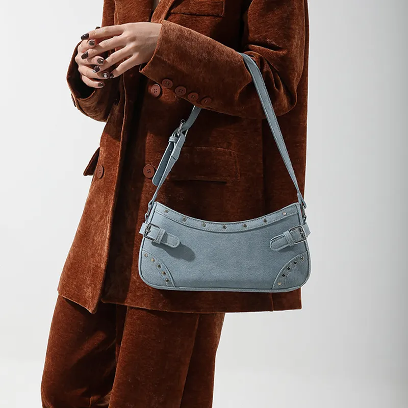 Jade En Plus PU Shoulder Bag Handbag Regular Women's Black/Ecru/Light Blue/Dark Blue-8