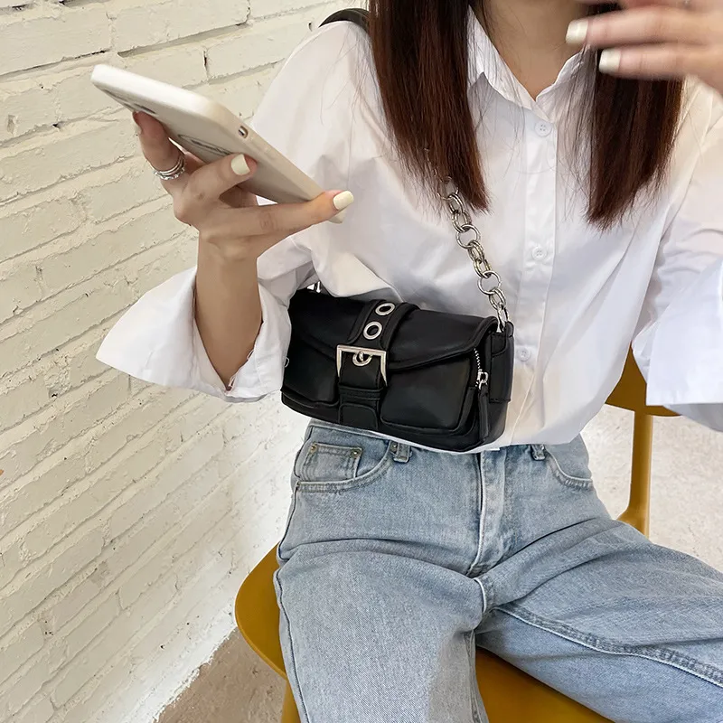 Jade En Plus PU Handbag Crossbody Shoulder Bag Regular Women's Black/White-6