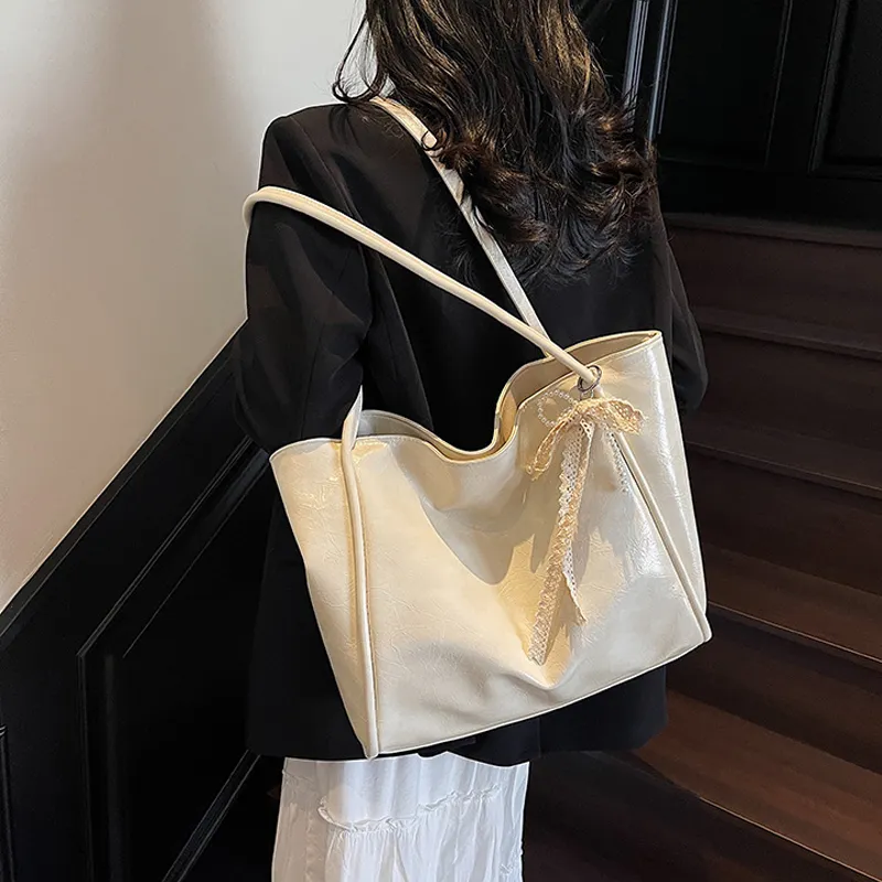 Jade En Plus PU Shoulder Bag Regular Women's Vintage Black/Cream Pink/Ivory White-19
