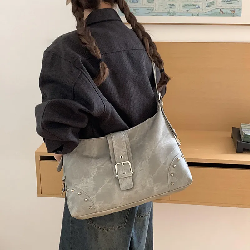 Jade En Plus Synthetic Leather Crossbody Shoulder Bags Women's Gray/Light Brown-2
