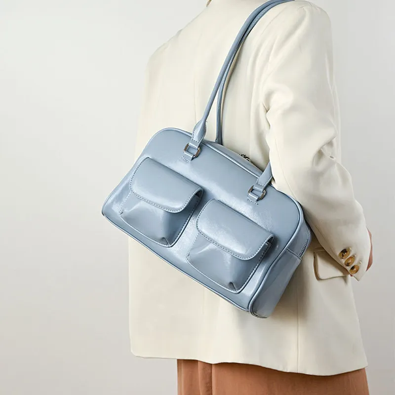 Jade En Plus PU Shoulder Bag Regular Women's Blue/Ecru/Black/Brown-2