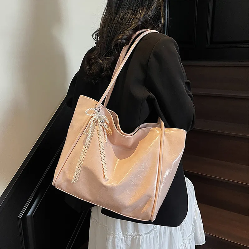 Jade En Plus PU Shoulder Bag Regular Women's Vintage Black/Cream Pink/Ivory White-11