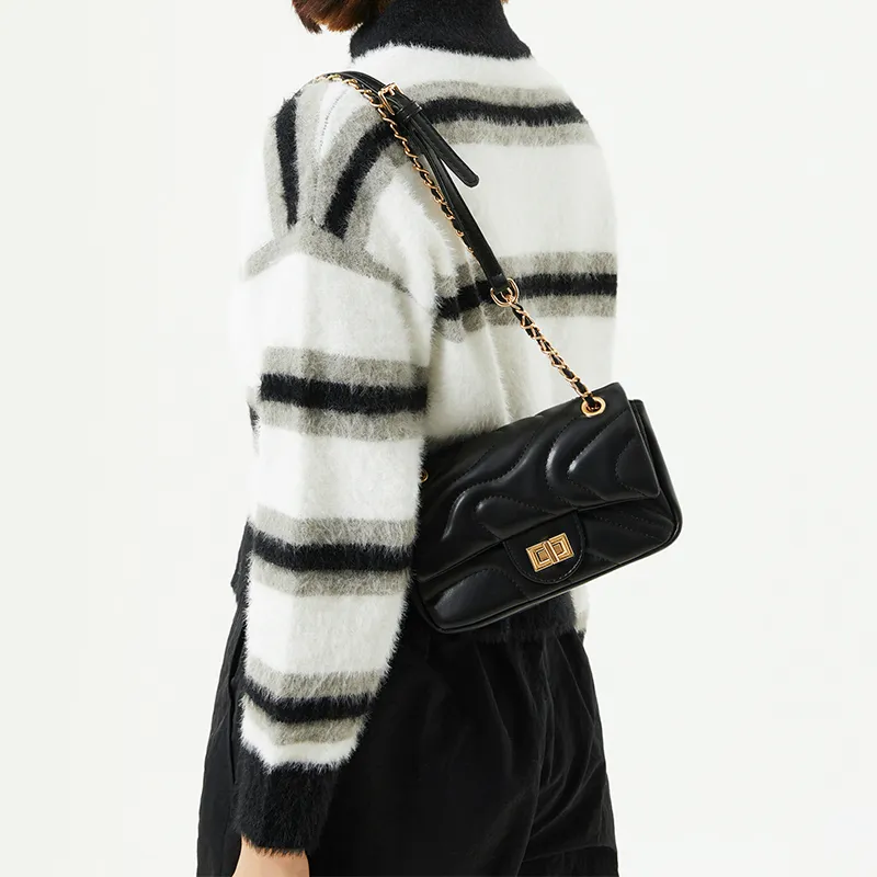 Jade En Plus Niche Texture PU Shoulder Bag, Crossbody Bag Regular Women's White/Apricot/Black-15