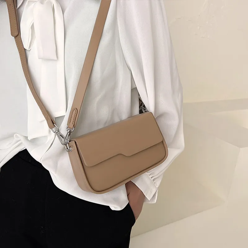 Jade En Plus PU Baguette Bag Small Square Bag Shoulder Bag Crossbody Bag Regular Women's Black/White/Khaki/Ecru/Green-2