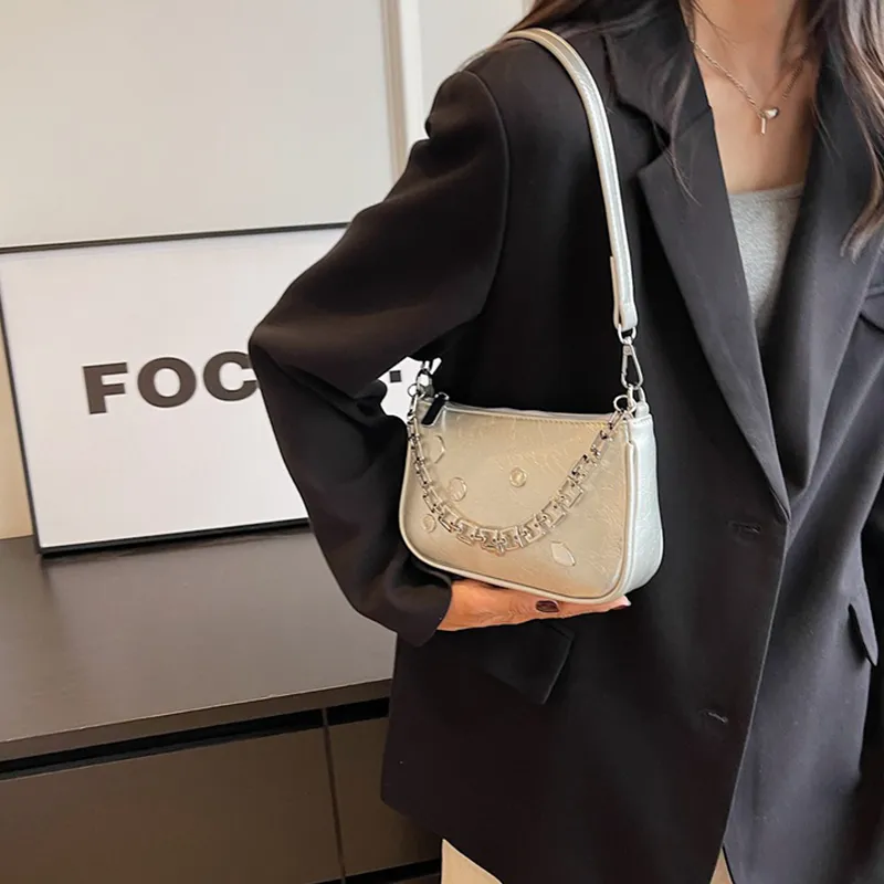 Jade En Plus Premium PU Handbag, Shoulder Bag, Crossbody Bag Regular Women's Black/White/Silver-14