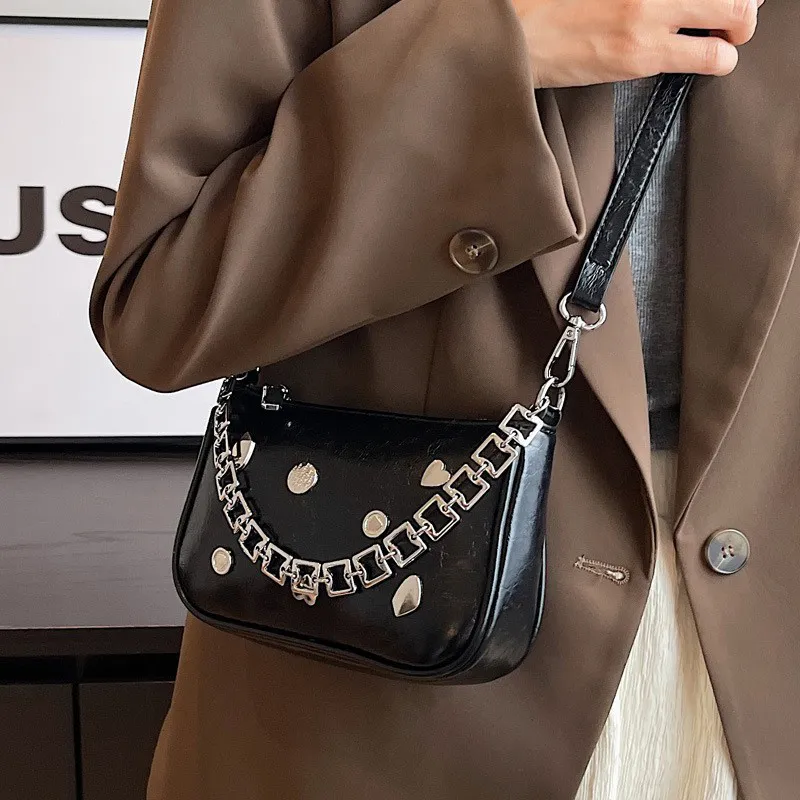 Jade En Plus Premium PU Handbag, Shoulder Bag, Crossbody Bag Regular Women's Black/White/Silver-6