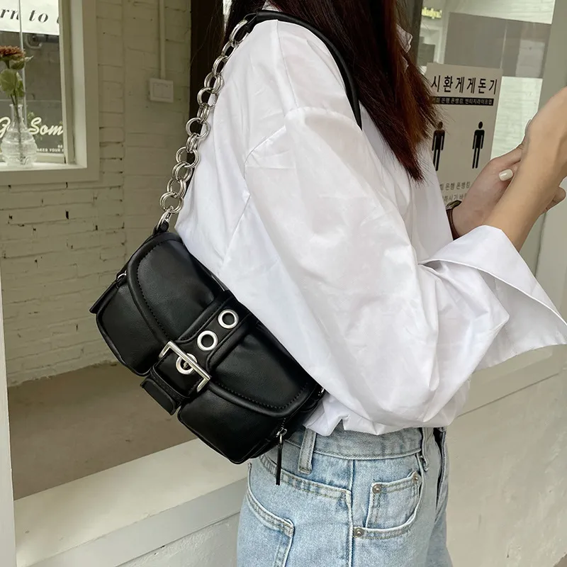 Jade En Plus PU Handbag Crossbody Shoulder Bag Regular Women's Black/White-7
