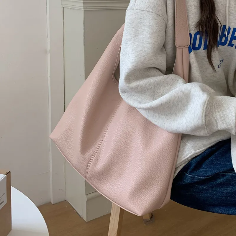 Jade En Plus PU Shoulder Bag Regular Women's White/Black/Pink-10