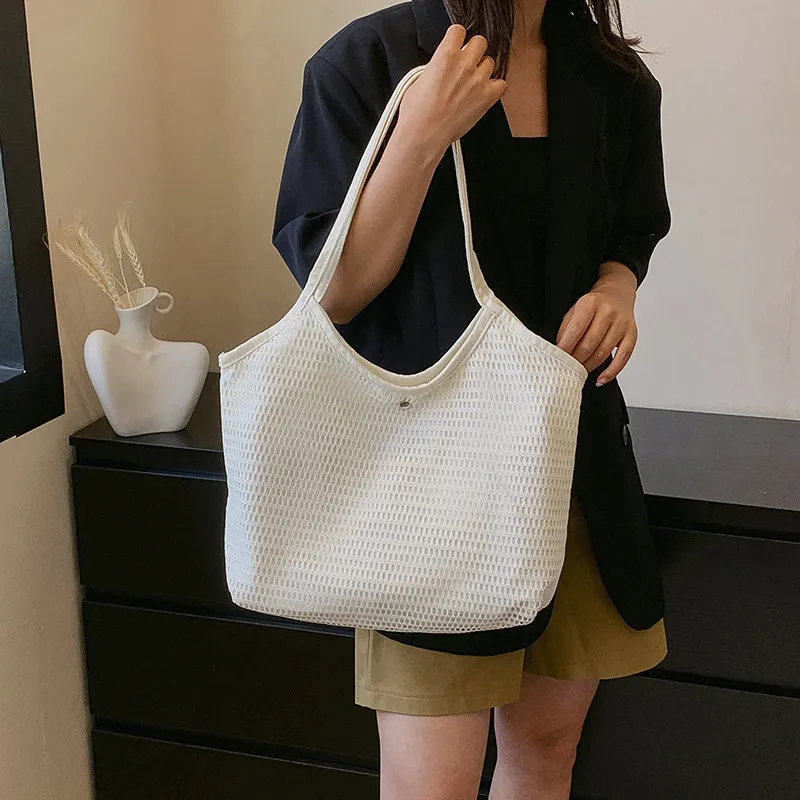 Jade En Plus Canvas Handbag, Shoulder Bag Medium Size Women's White-2
