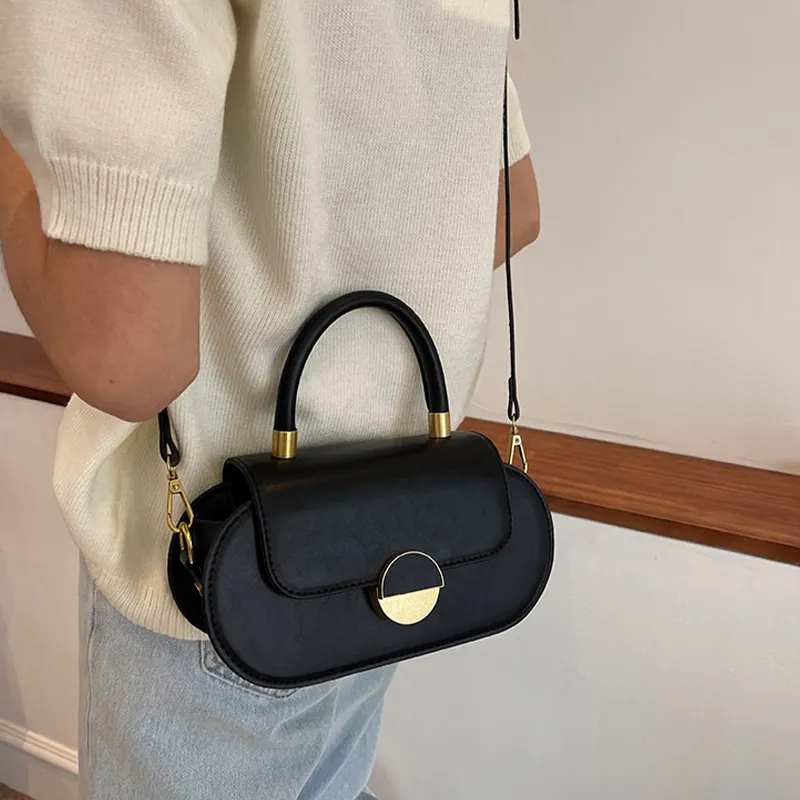 Jade En Plus Textured PU One Shoulder Handbag Crossbody Bag Regular Women's Black/Ecru/Green/Rose Red-1