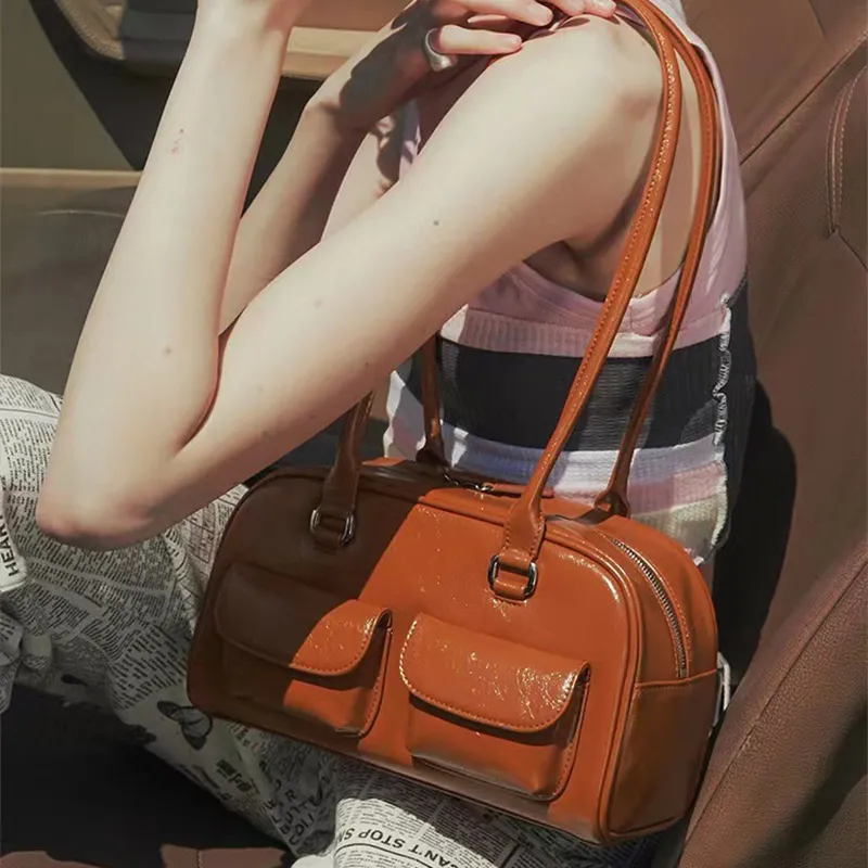 Jade En Plus PU Shoulder Bag Regular Women's Blue/Ecru/Black/Brown-21