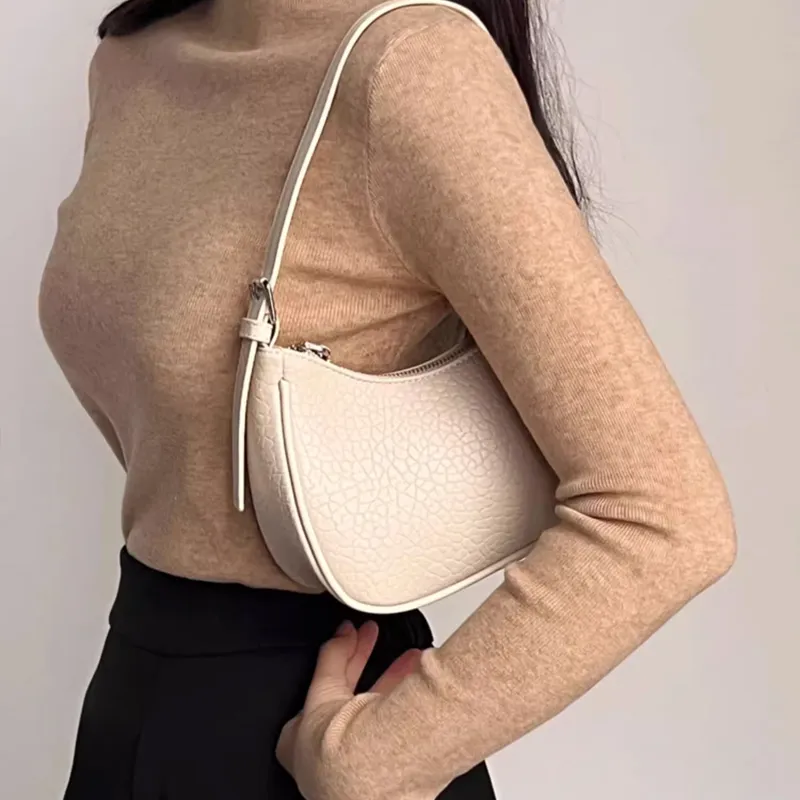 Jade En Plus PU One Shoulder Handbag, Crossbody Bag Regular Women's Elegant White/Relaxed Black-8