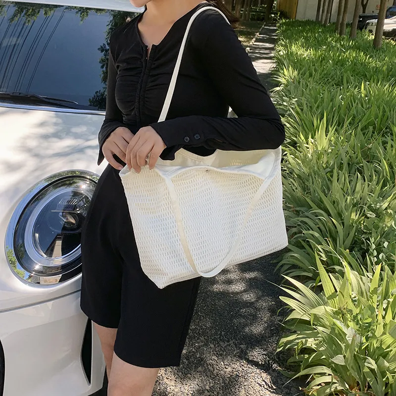 Jade En Plus Canvas Handbag, Shoulder Bag Medium Size Women's White-8