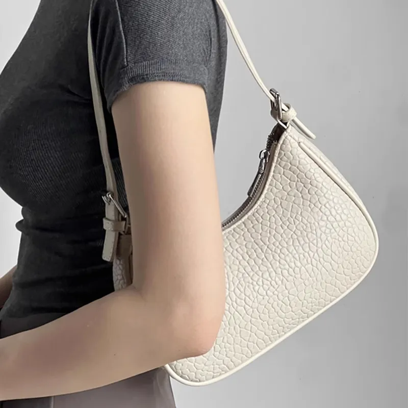 Jade En Plus PU One Shoulder Handbag, Crossbody Bag Regular Women's Elegant White/Relaxed Black-3