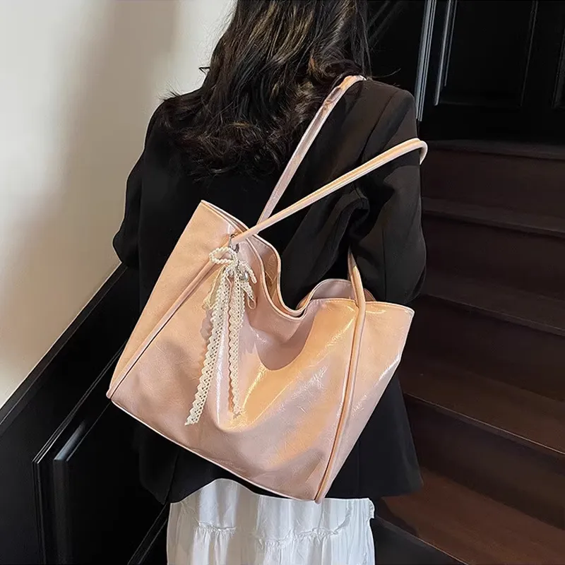 Jade En Plus PU Shoulder Bag Regular Women's Vintage Black/Cream Pink/Ivory White-14