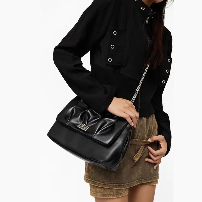 Jade En Plus PU Shoulder Bag Regular Women's Ink Stone Black/Milk White/Soft Pink-5