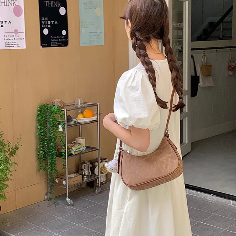 Jade En Plus PU One Shoulder Handbag, Crossbody Bag Regular Women's Ecru/Brown-11