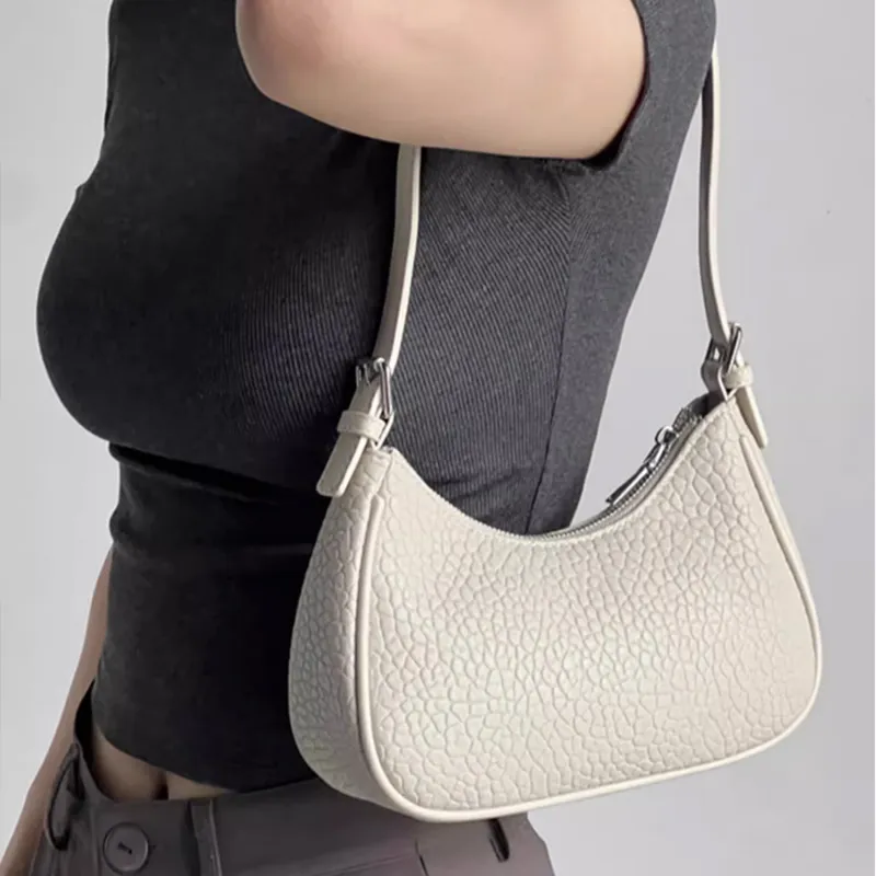 Jade En Plus PU One Shoulder Handbag, Crossbody Bag Regular Women's Elegant White/Relaxed Black-6