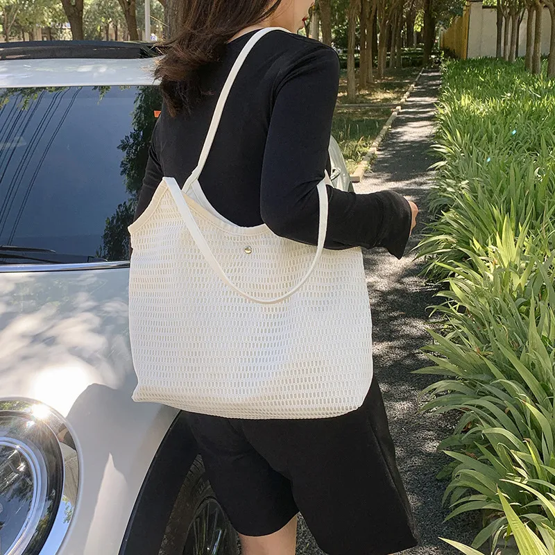Jade En Plus Canvas Handbag, Shoulder Bag Medium Size Women's White-3