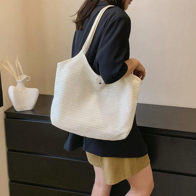 Jade En Plus Canvas Handbag, Shoulder Bag Medium Size Women's White-7