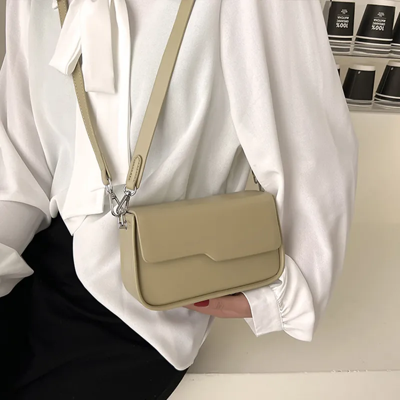 Jade En Plus PU Baguette Bag Small Square Bag Shoulder Bag Crossbody Bag Regular Women's Black/White/Khaki/Ecru/Green-8