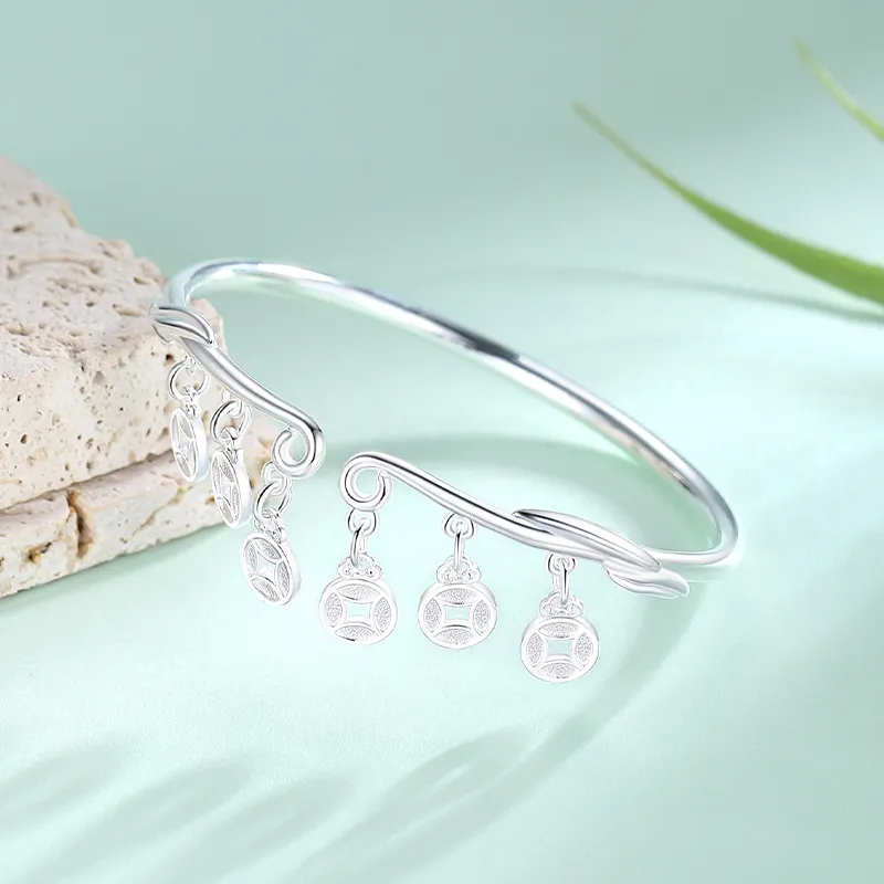 Children's Drawings S999 Fine Silver Bangles Women's-2