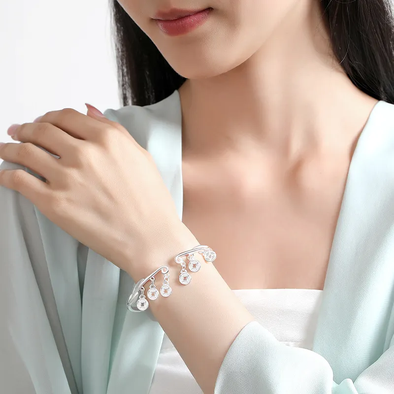 Children's Drawings S999 Fine Silver Bangles Women's-4