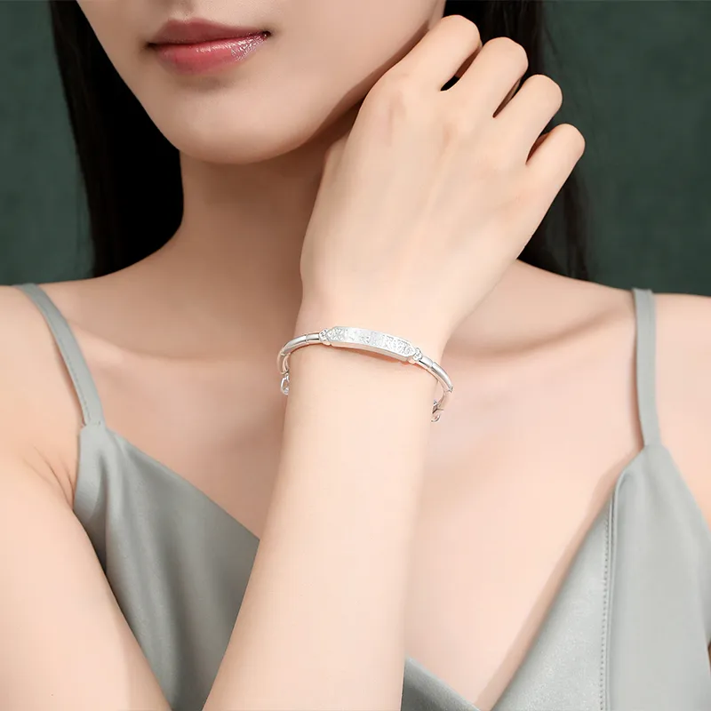 Children's Drawings S999 Fine Silver Bangles Women's-4