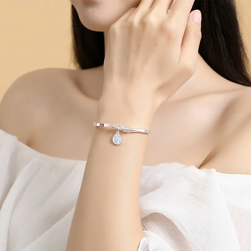 Children's Drawings S999 Fine Silver Bangles Women's-4