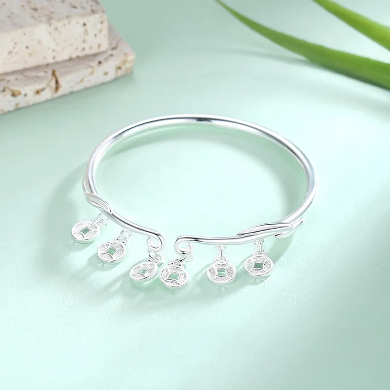 Children's Drawings S999 Fine Silver Bangles Women's-1