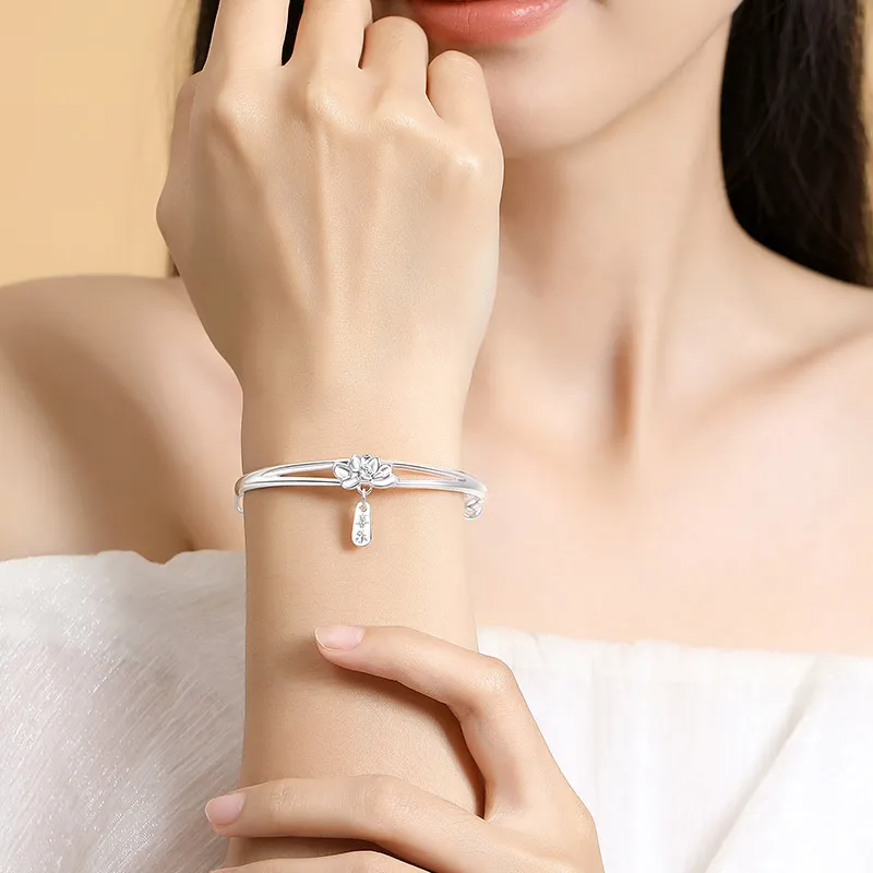 Children's Drawings S999 Fine Silver Bangles Women's-4